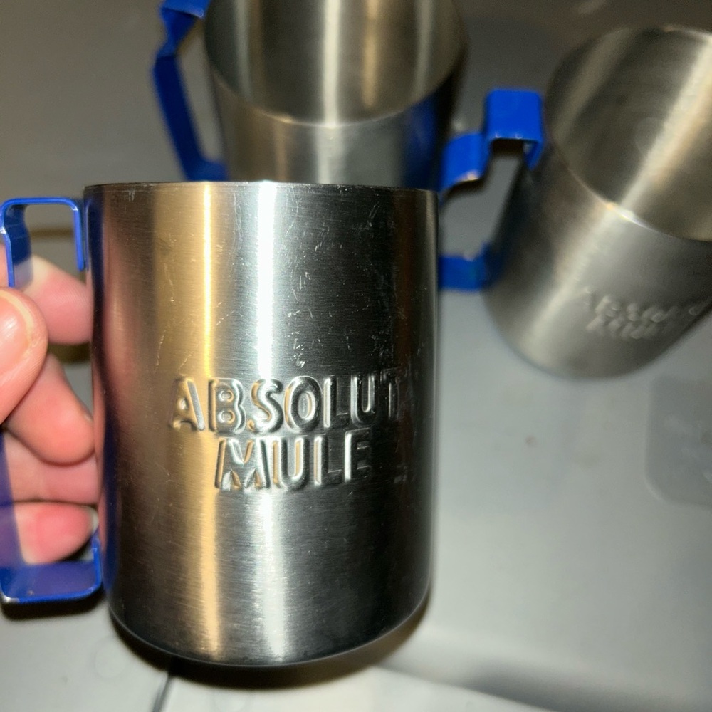 Stainless Steel Mug with Blue Handle